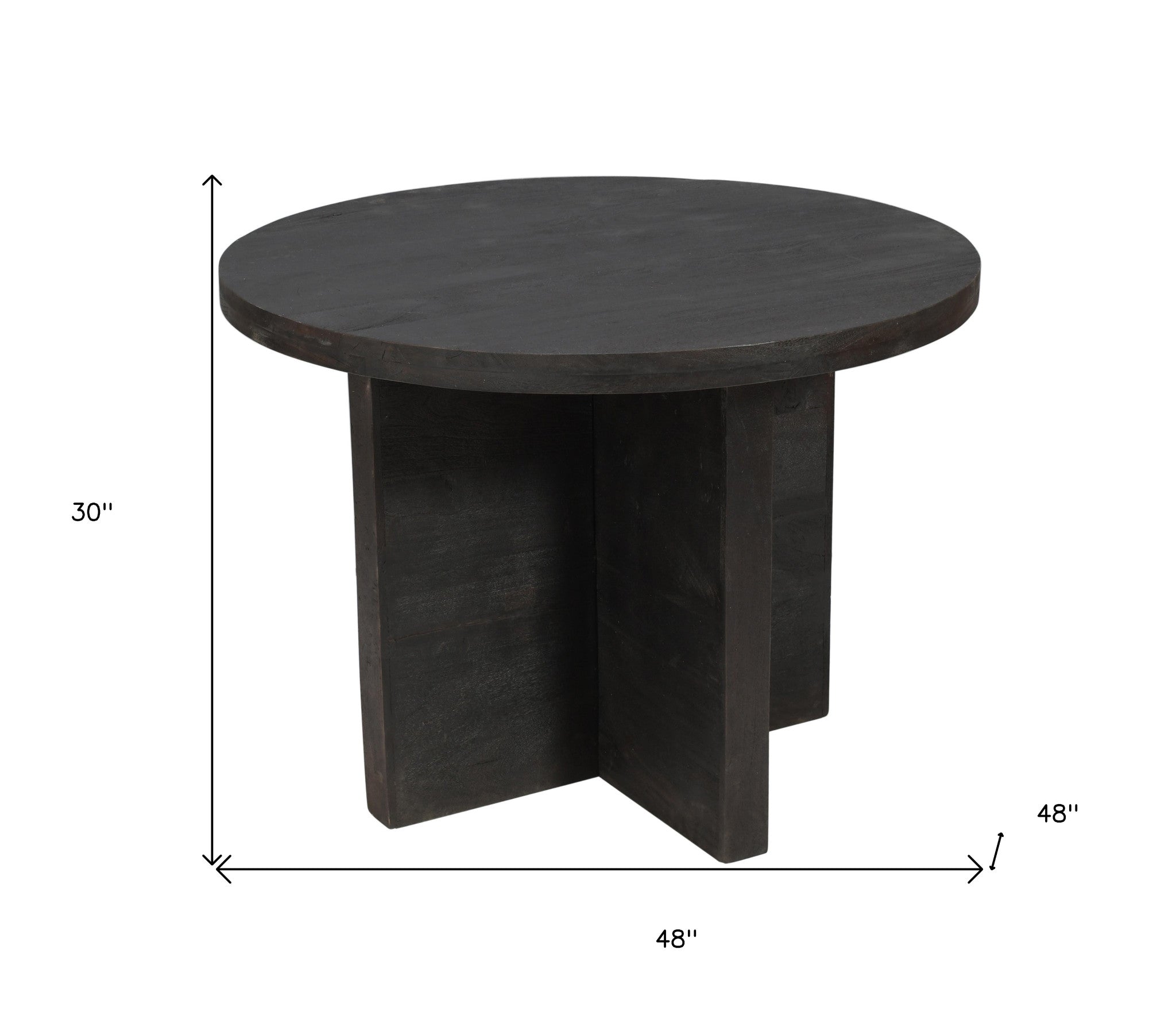 48" Deep Taupe Rounded Solid Wood Pedestal Base Dining Table-Dining Tables-DECOROLALA