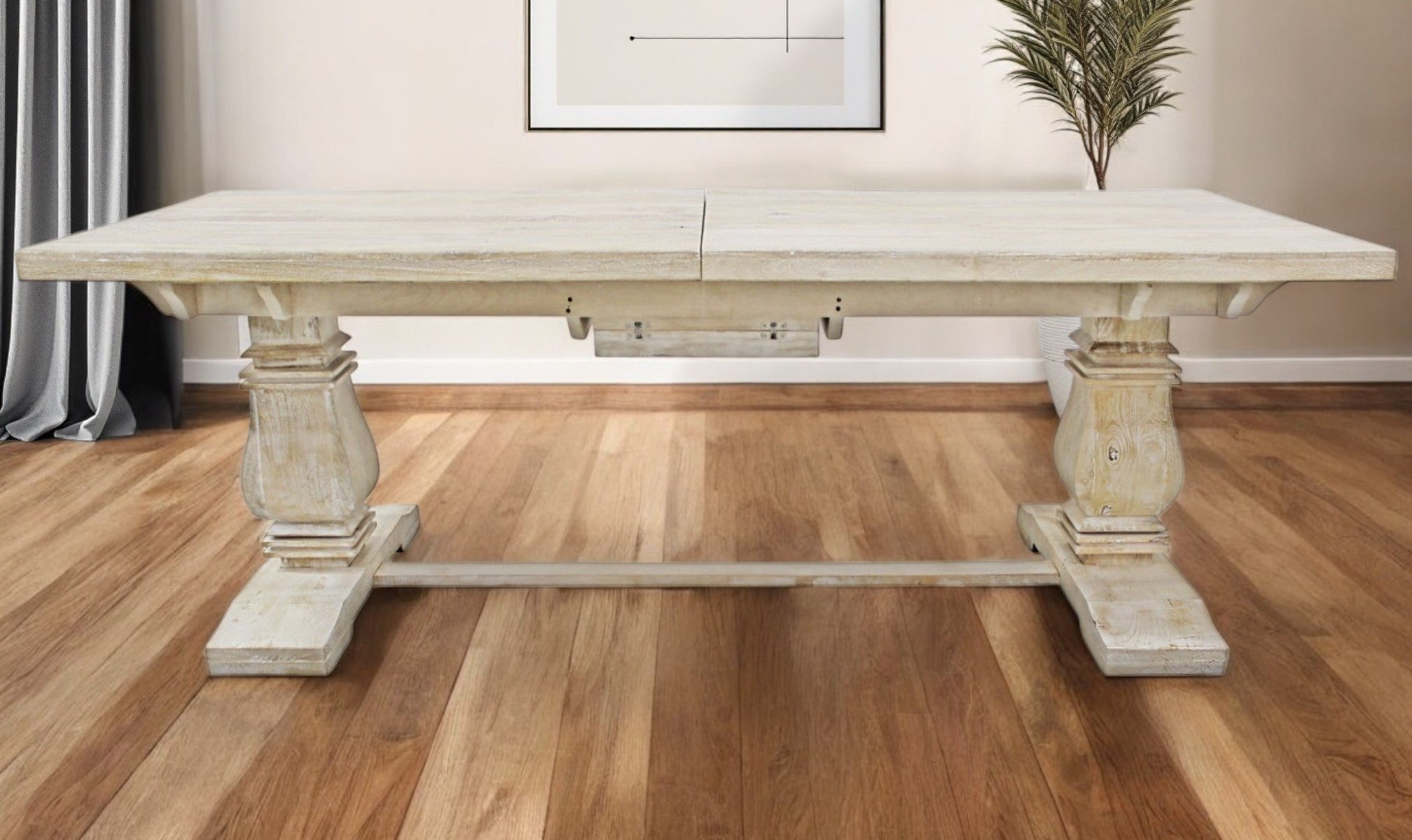 90" Light Brown Rectangular Solid Wood Butterfly Leaf Dining Table-Dining Tables-DECOROLALA