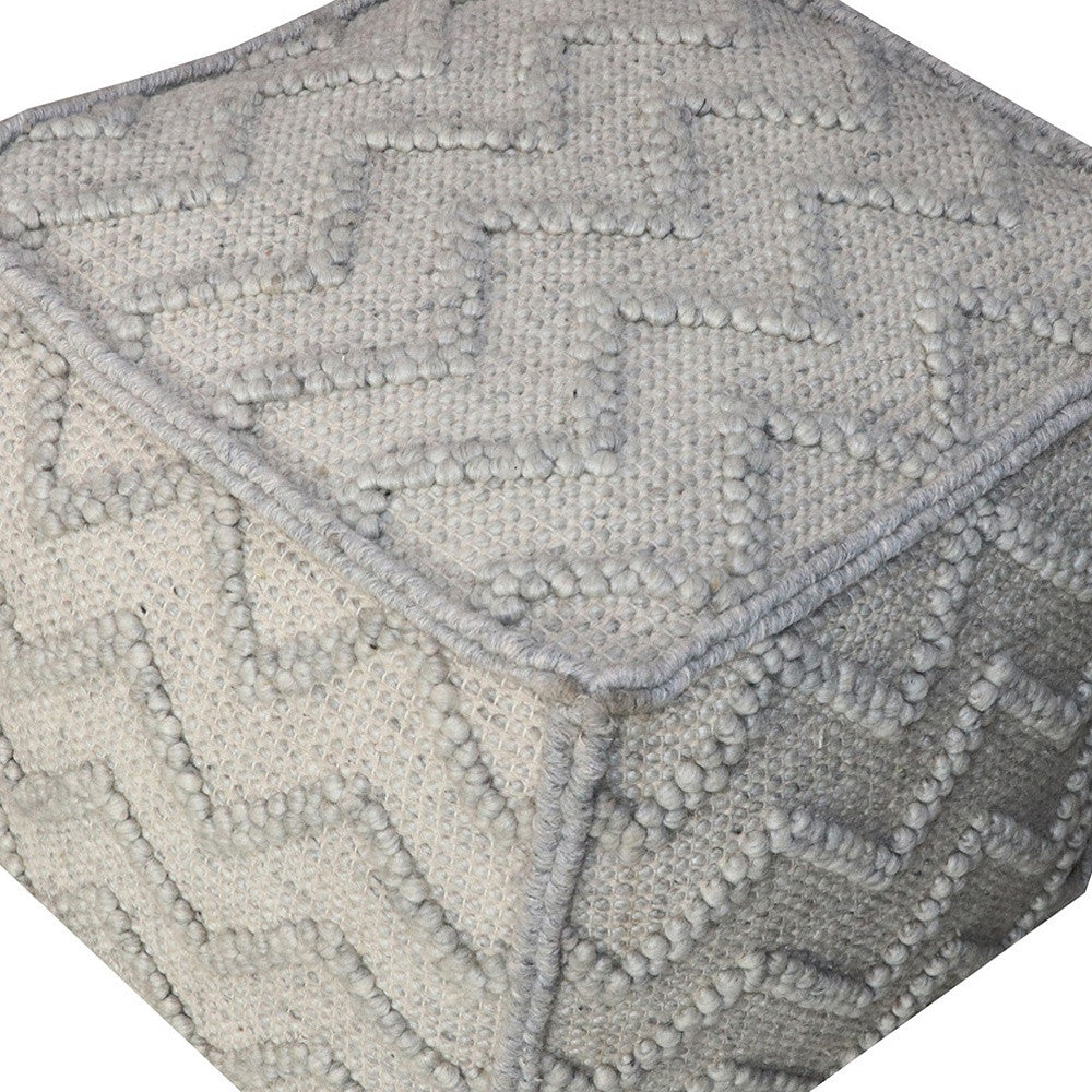 18" Gray Wool Cotton Blend Cube Chevron Pouf Ottoman-Ottomans-DECOROLALA