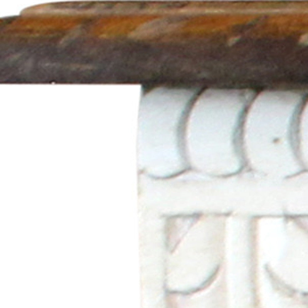 48" Natural and White Solid Wood Distressed Console Table-Console Tables-DECOROLALA