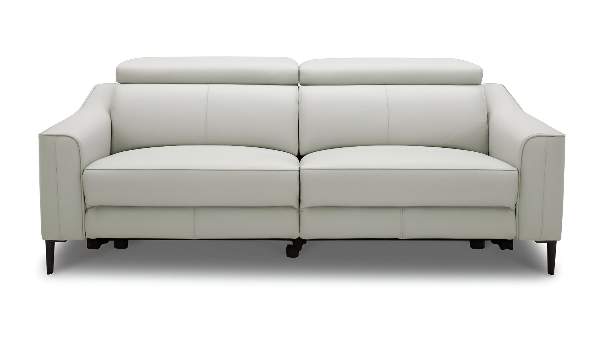 74" Gray Leather Reclining Sofa With Black Legs-1