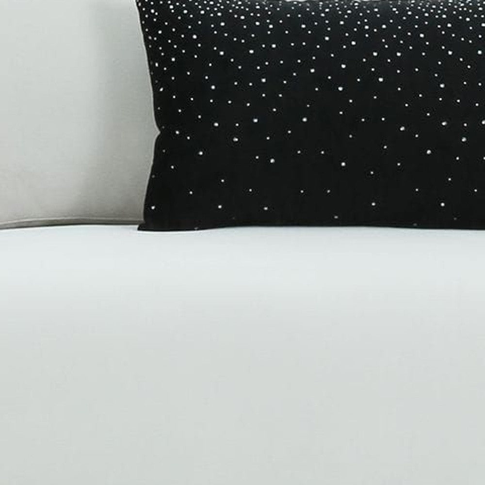 89" White Sofa And Toss Pillows With Silver Legs-3
