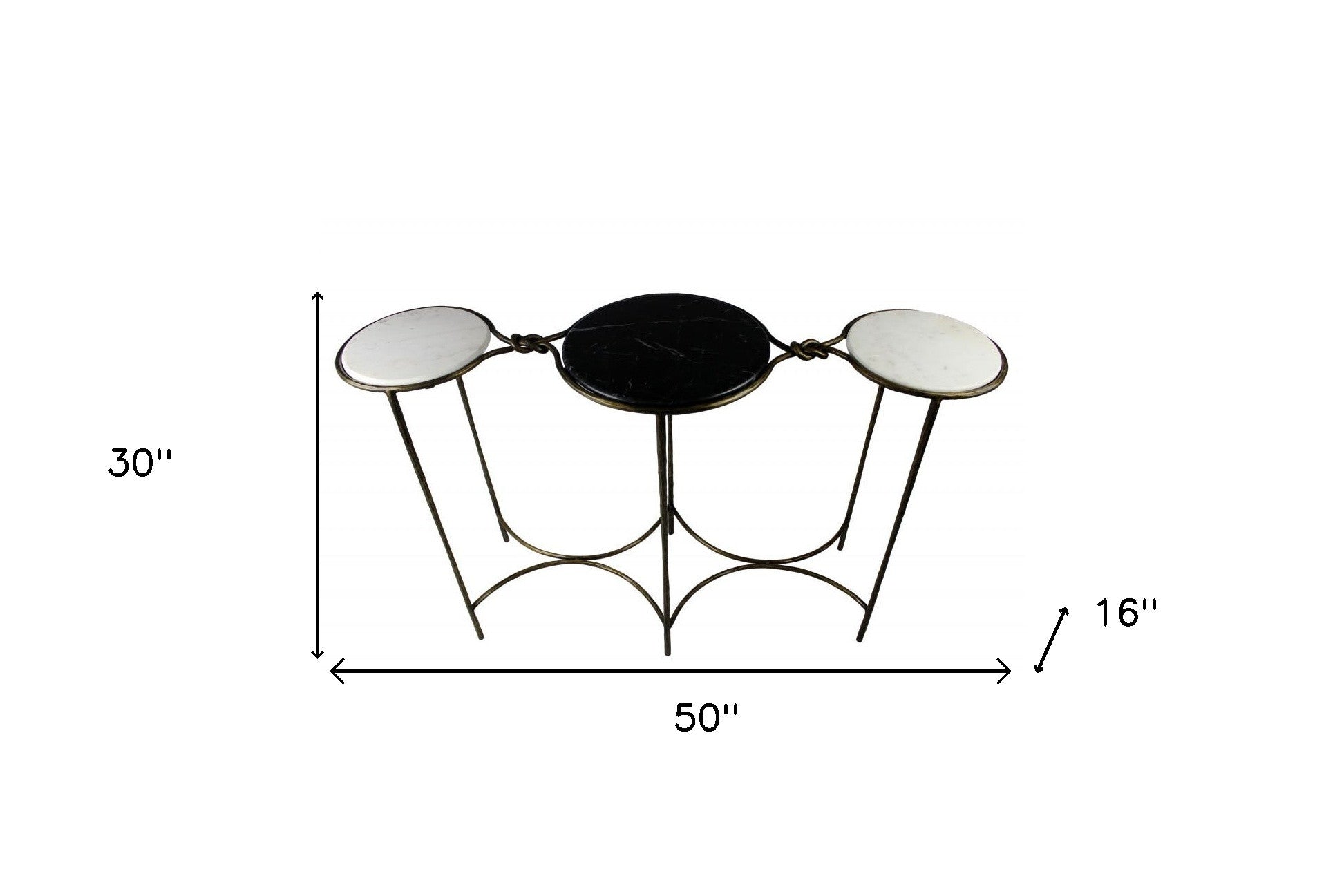50" Black White And Gold Genuine Marble Round Six Leg Console Table-Console Tables-DECOROLALA