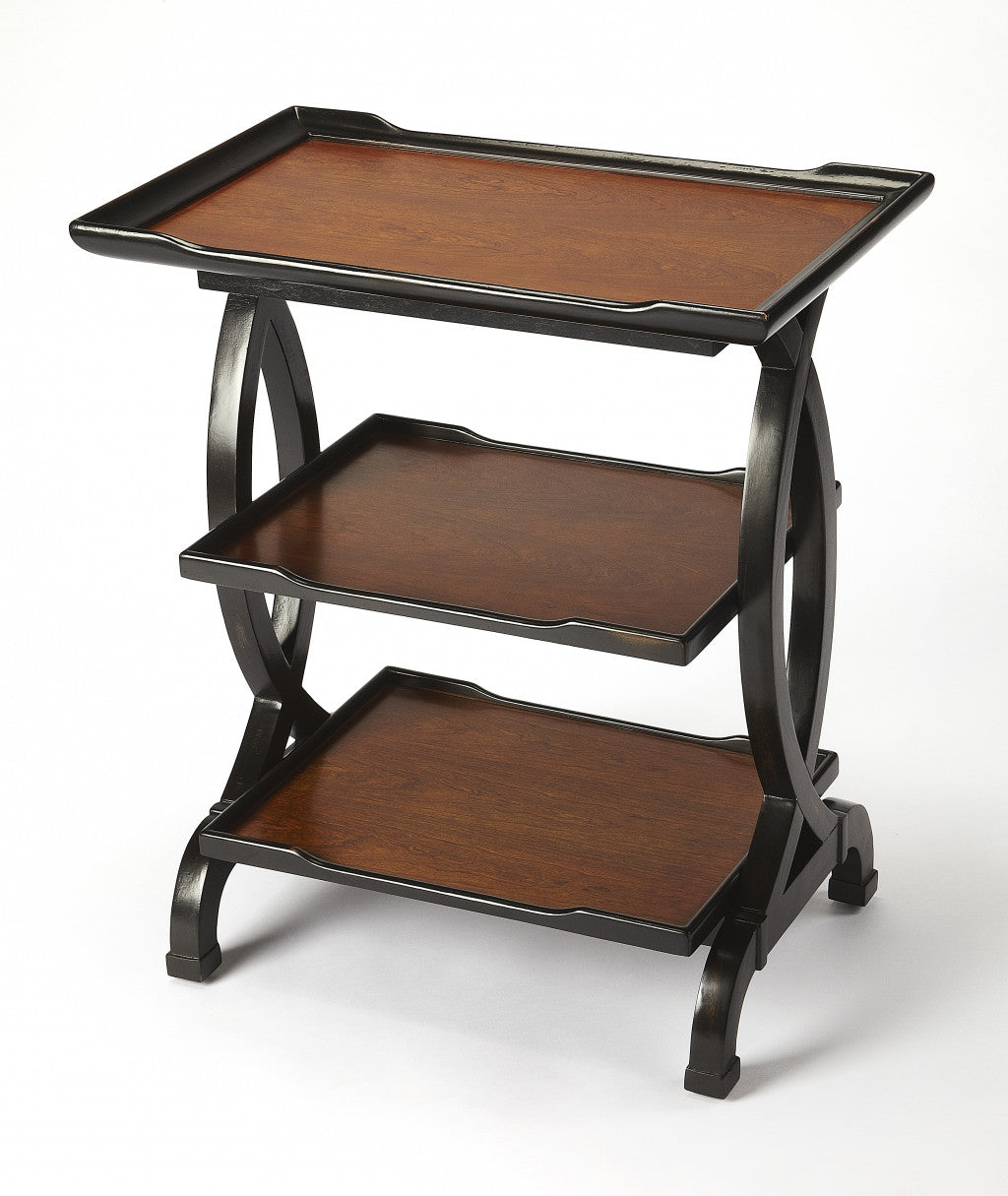 29" Cherry Manufactured Wood Rectangular End Table With Two Shelves-0