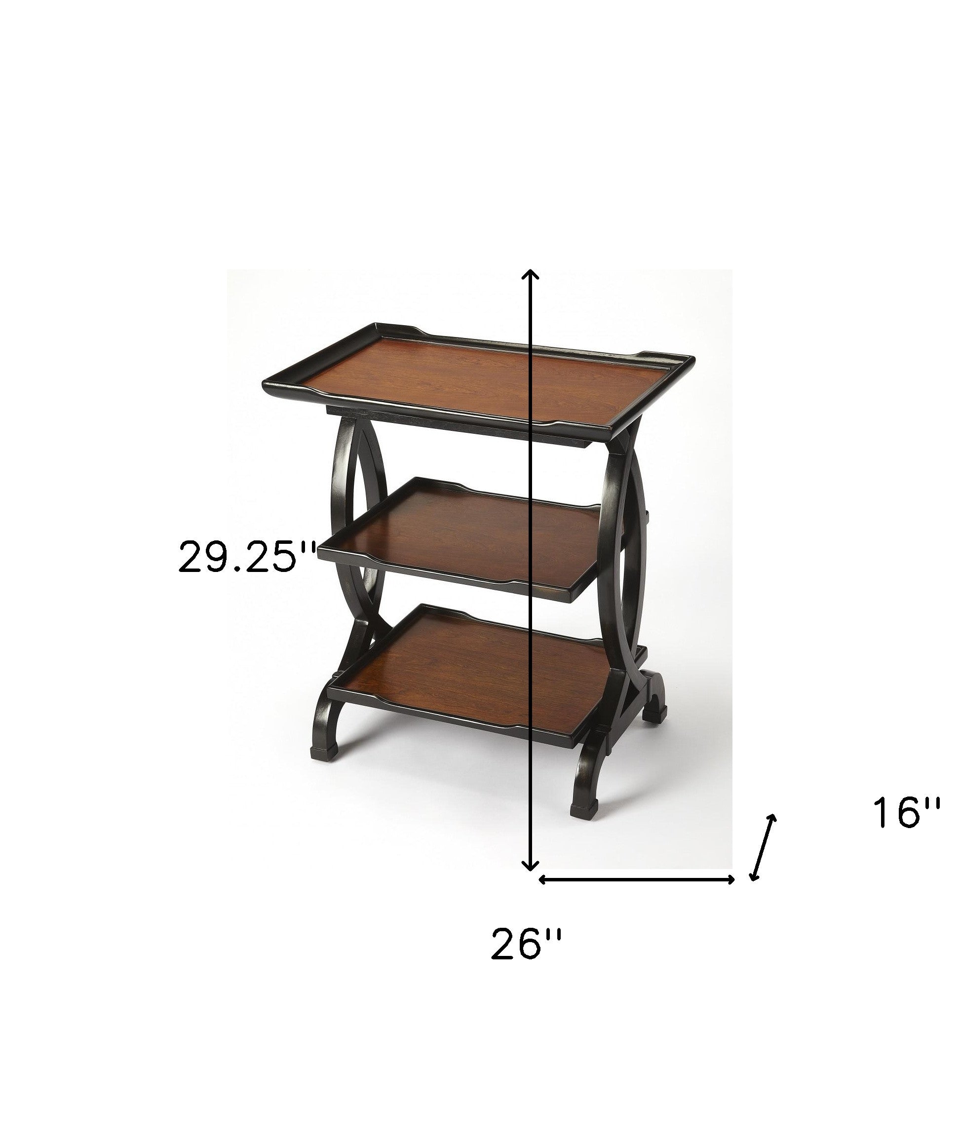 29" Cherry Manufactured Wood Rectangular End Table With Two Shelves-4