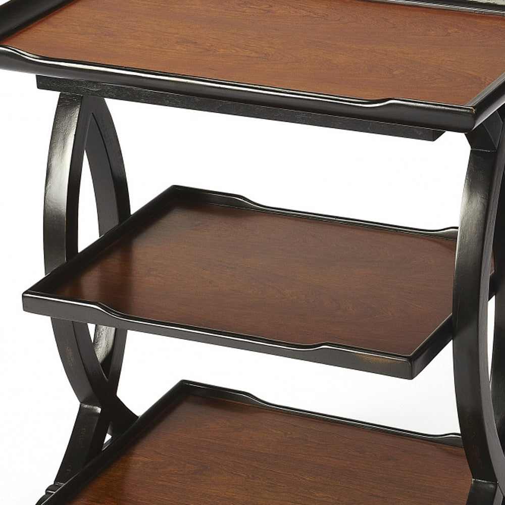 29" Cherry Manufactured Wood Rectangular End Table With Two Shelves-2