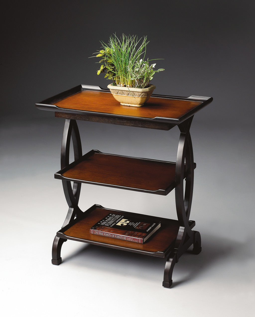29" Cherry Manufactured Wood Rectangular End Table With Two Shelves-3