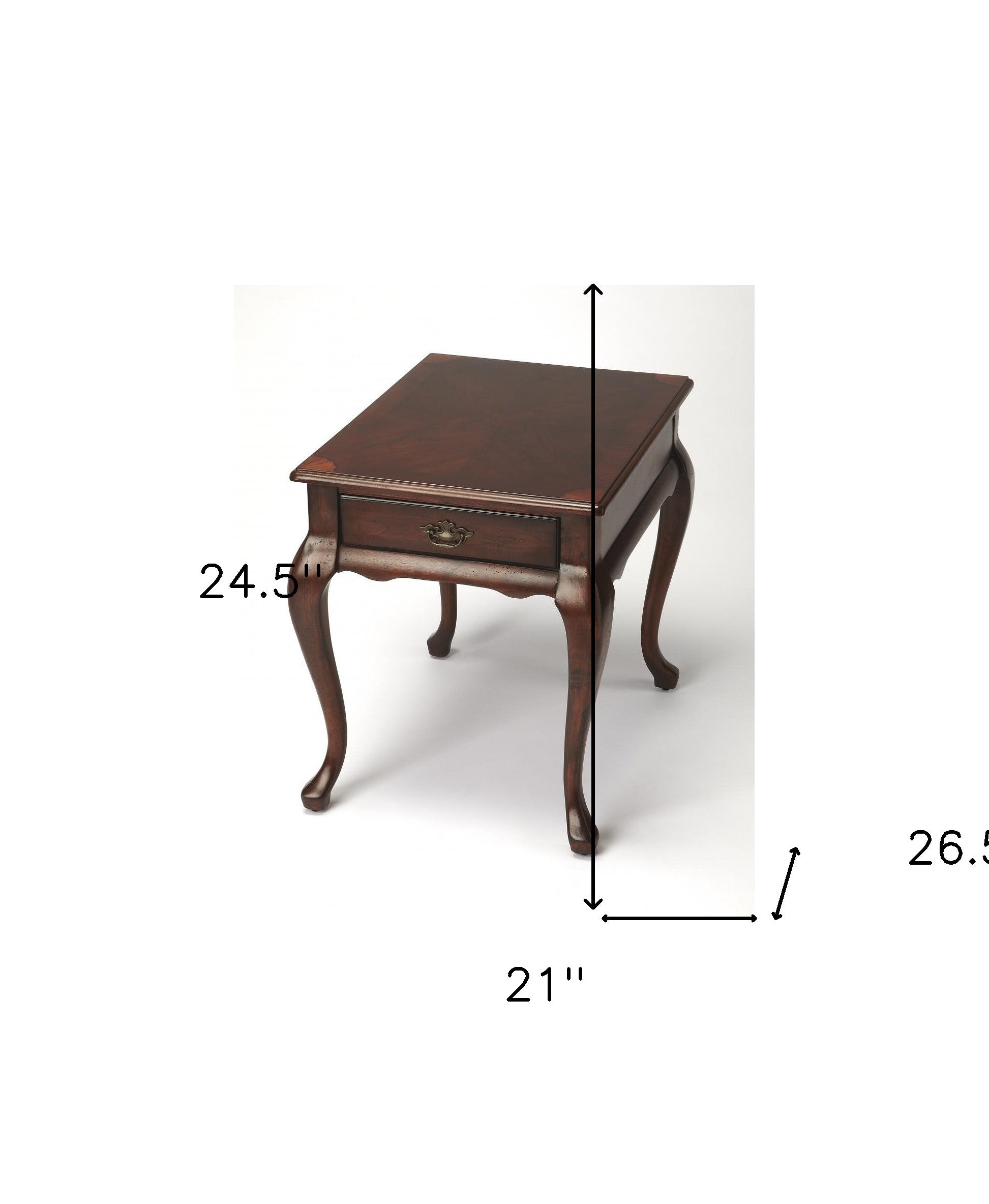 25" Dark Brown Solid And Manufactured Wood Rectangular End Table With Drawer-5