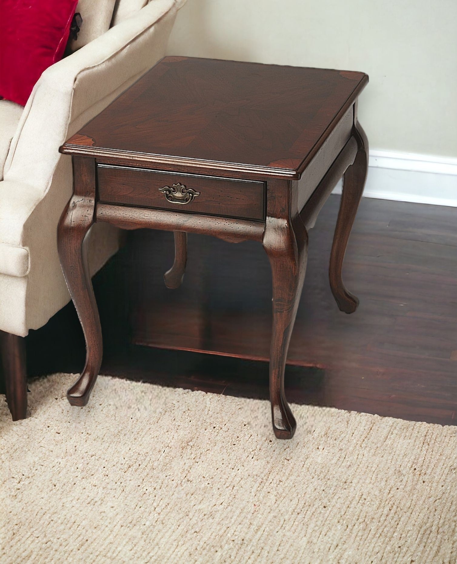 25" Dark Brown Solid And Manufactured Wood Rectangular End Table With Drawer-1