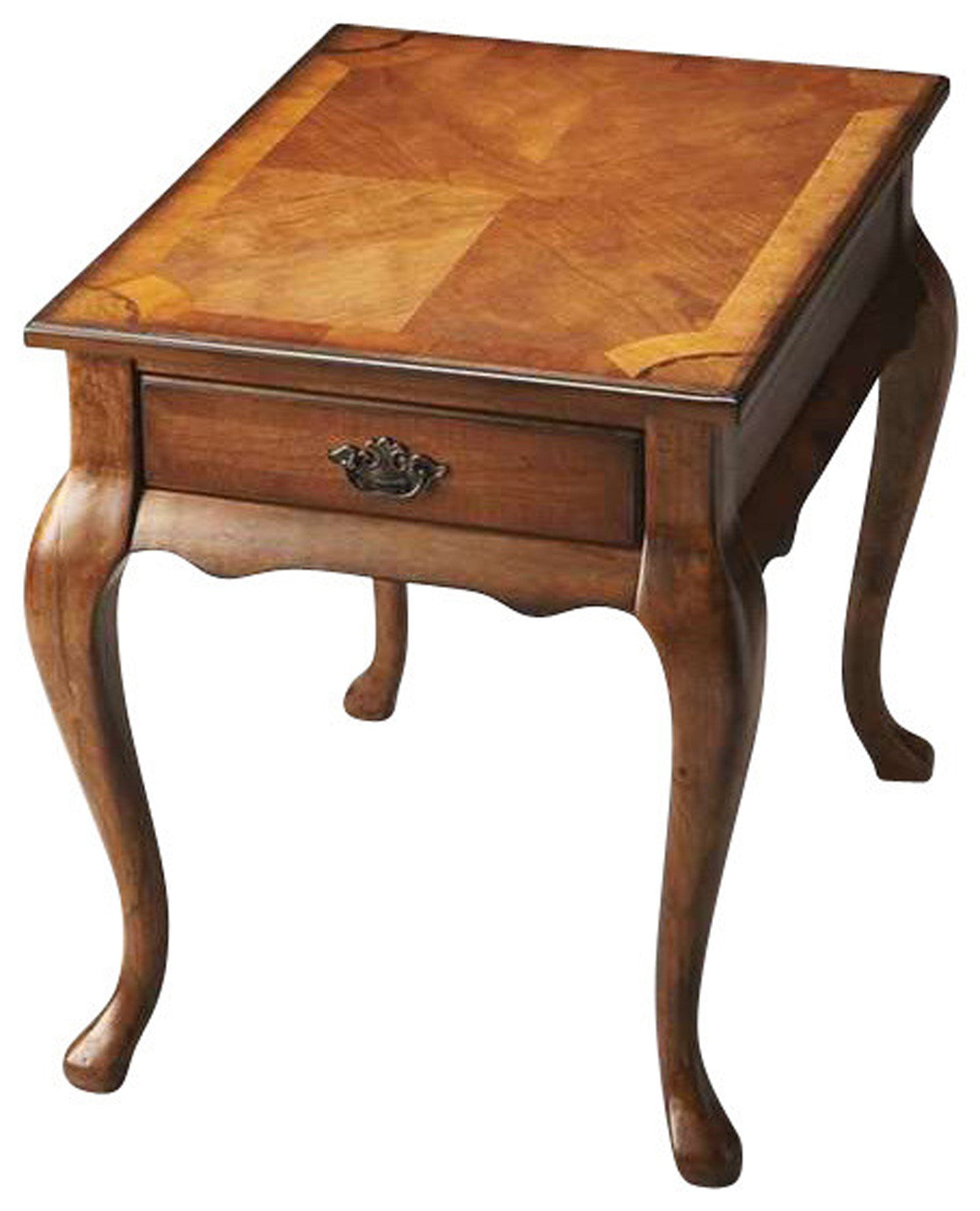 25" Medium Brown Solid and Manufactured Wood End Table With Drawer-0
