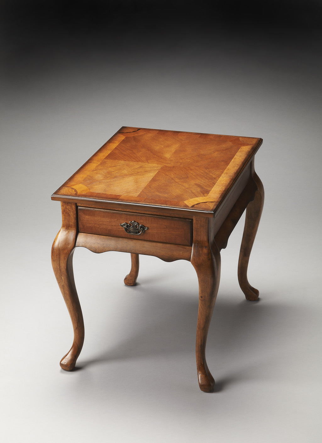 25" Medium Brown Solid and Manufactured Wood End Table With Drawer-3