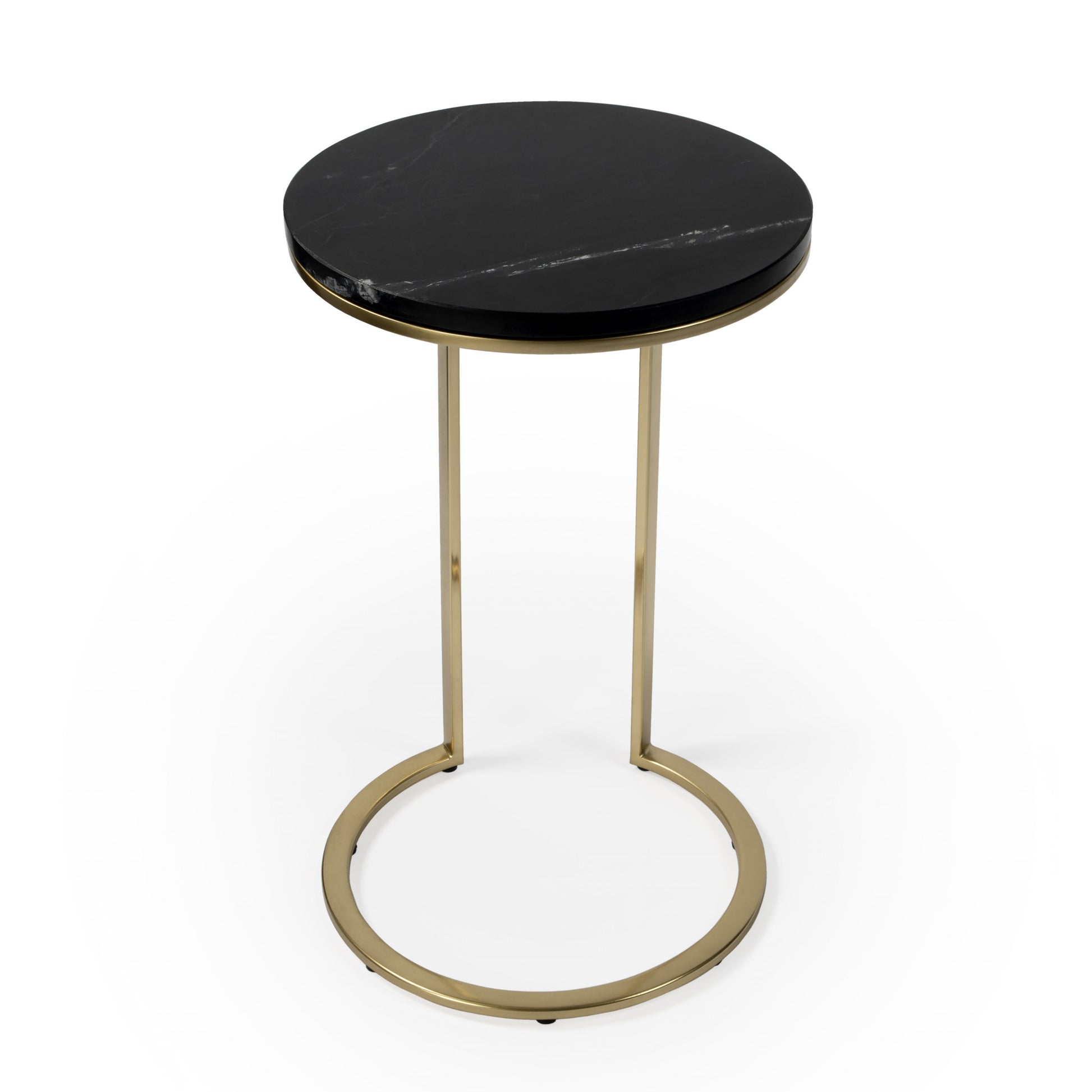 28" Black Marble Round End Table-End-Side Tables-DECOROLALA