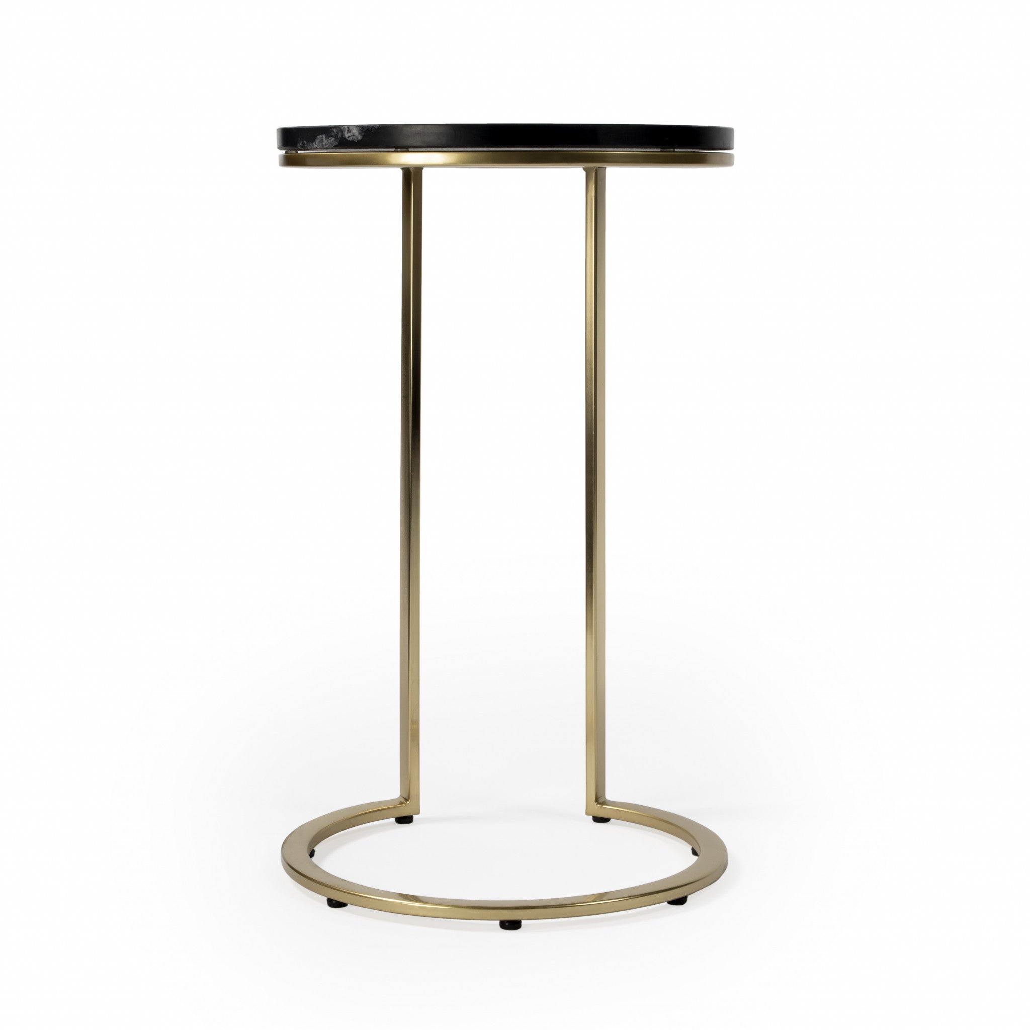 28" Black Marble Round End Table-End-Side Tables-DECOROLALA