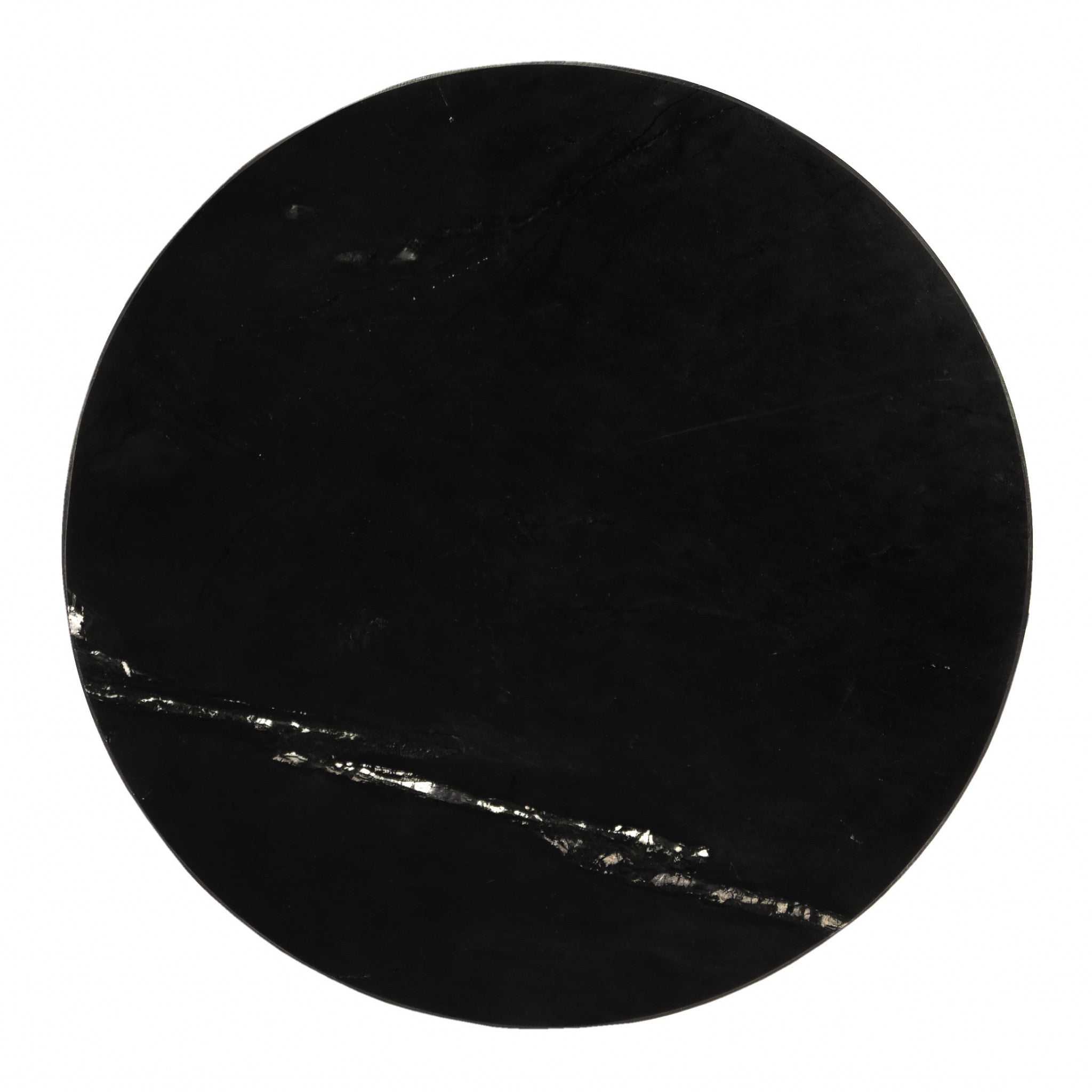28" Black Marble Round End Table-End-Side Tables-DECOROLALA