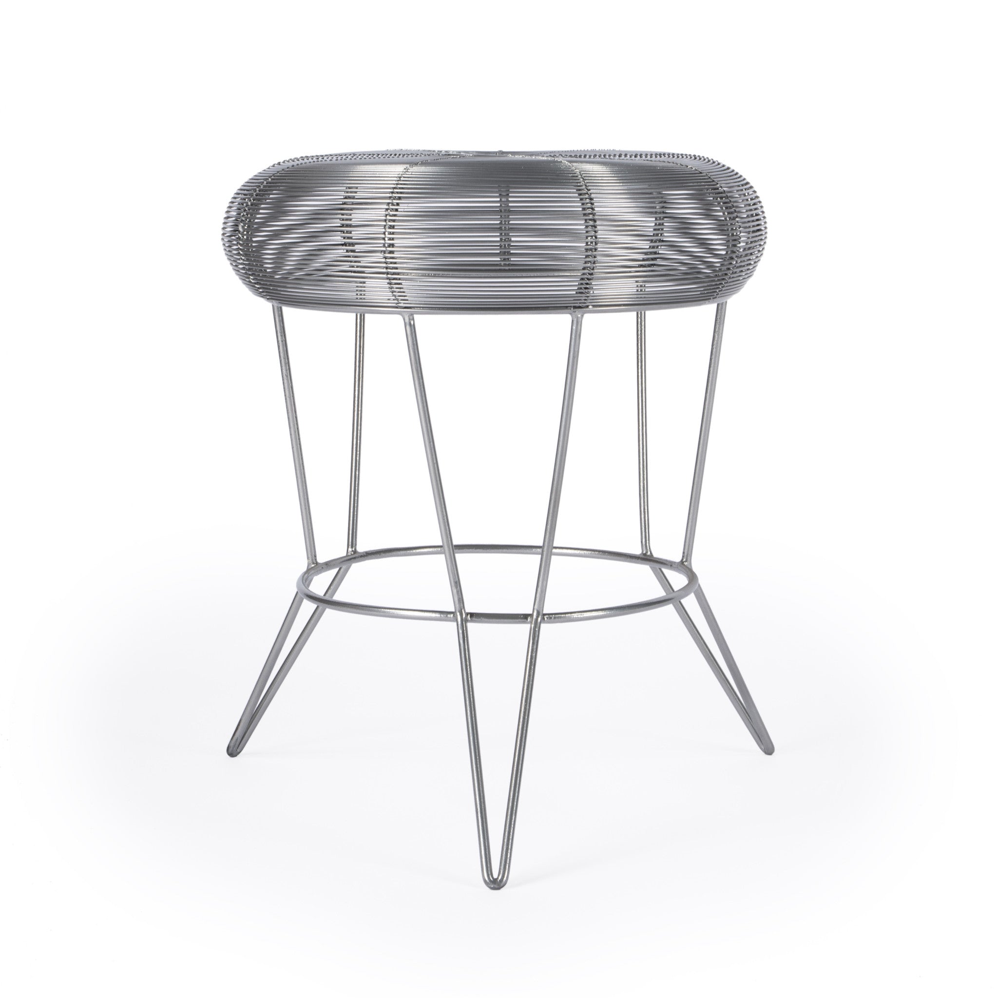 18" Silver Wire Round End Table-End-Side Tables-DECOROLALA
