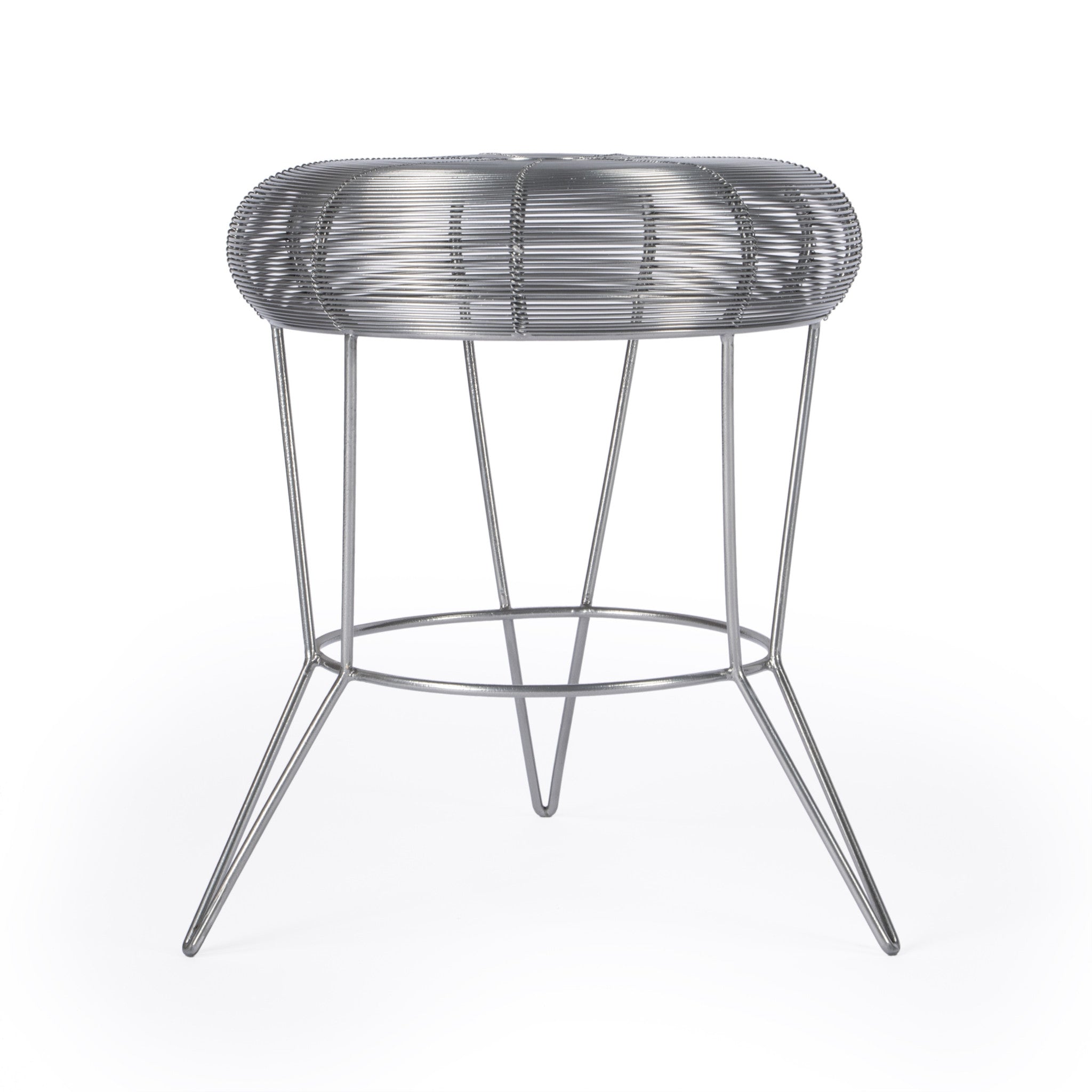 18" Silver Wire Round End Table-End-Side Tables-DECOROLALA