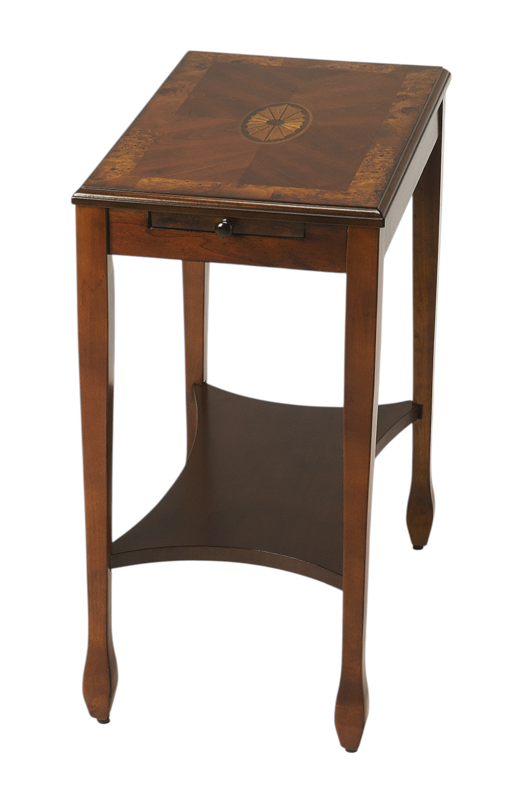 25" Wood Brown End Table With Shelf-2