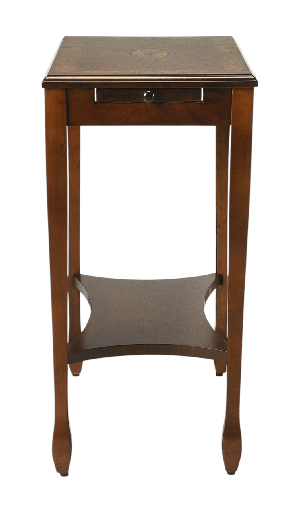 25" Wood Brown End Table With Shelf-1