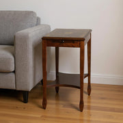 25" Wood Brown End Table With Shelf-0