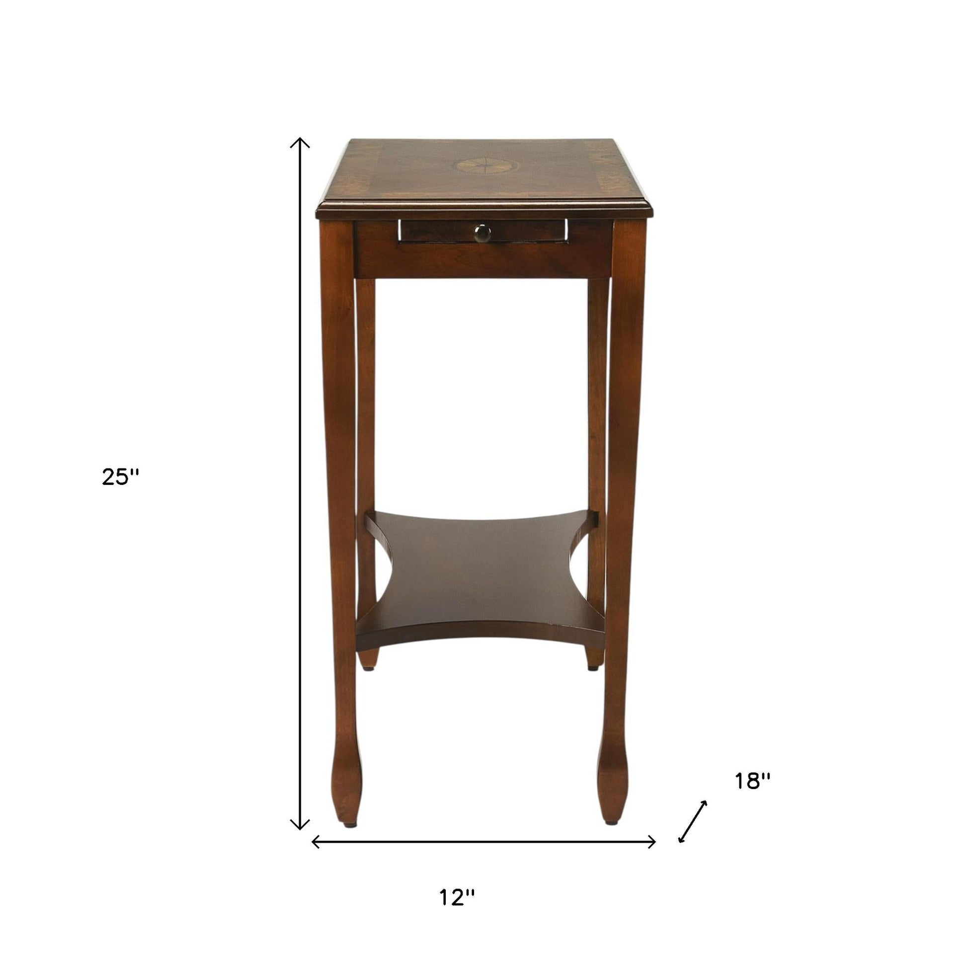 25" Wood Brown End Table With Shelf-6