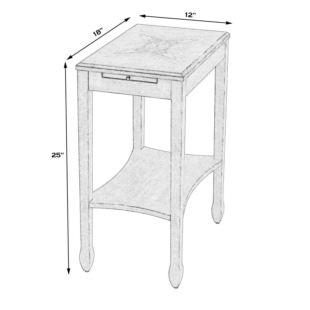 25" Beige Manufactured Wood Rectangular End Table With Shelf-7