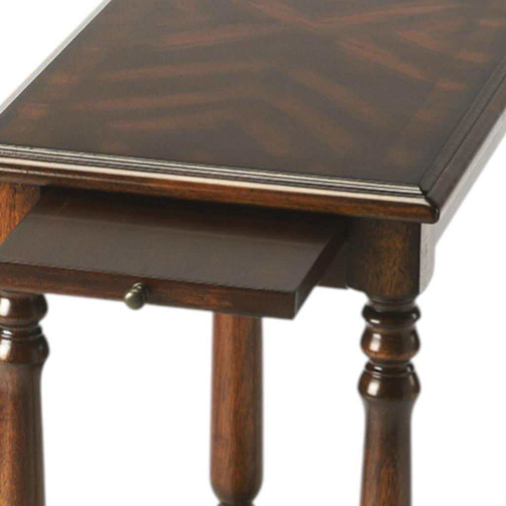 24" Wood Brown End Table With Shelf-3