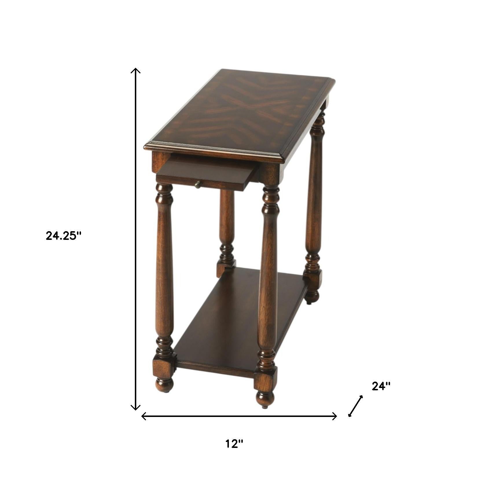 24" Wood Brown End Table With Shelf-6