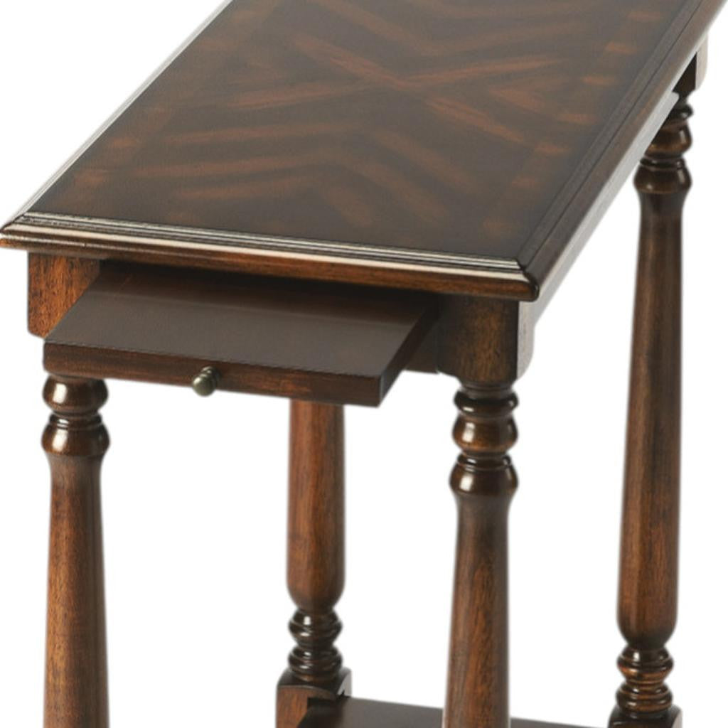 24" Wood Brown End Table With Shelf-4