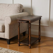 24" Wood Brown End Table With Shelf-0