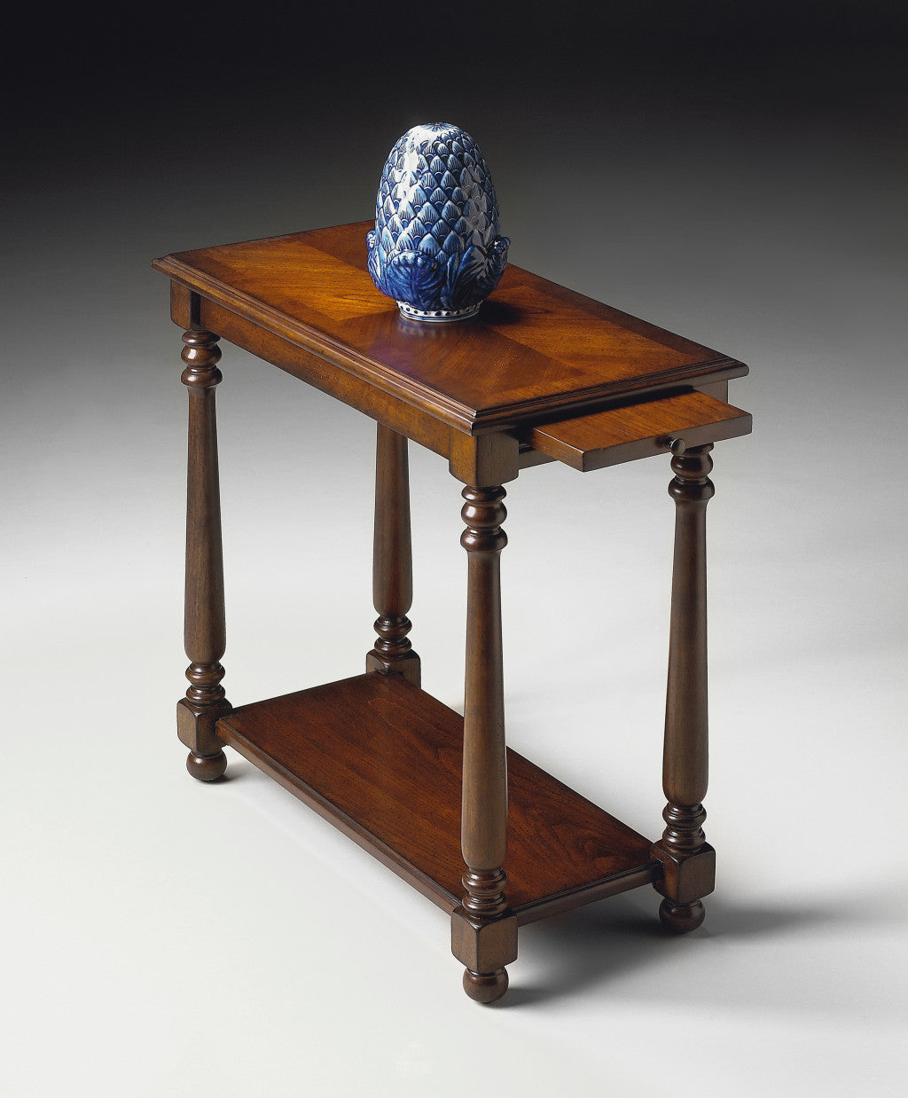 24" Wood Brown End Table With Shelf-5
