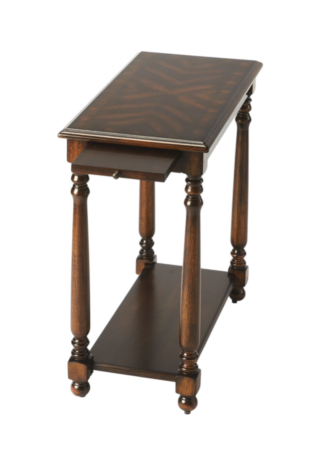 24" Wood Brown End Table With Shelf-1