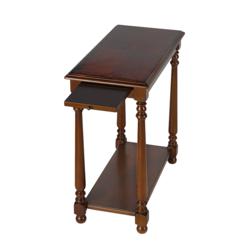 24" Brown End Table With Shelf-3