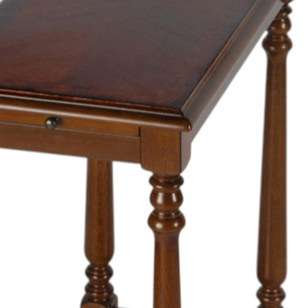 24" Brown End Table With Shelf-5