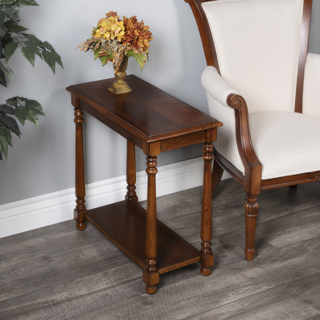24" Brown End Table With Shelf-7