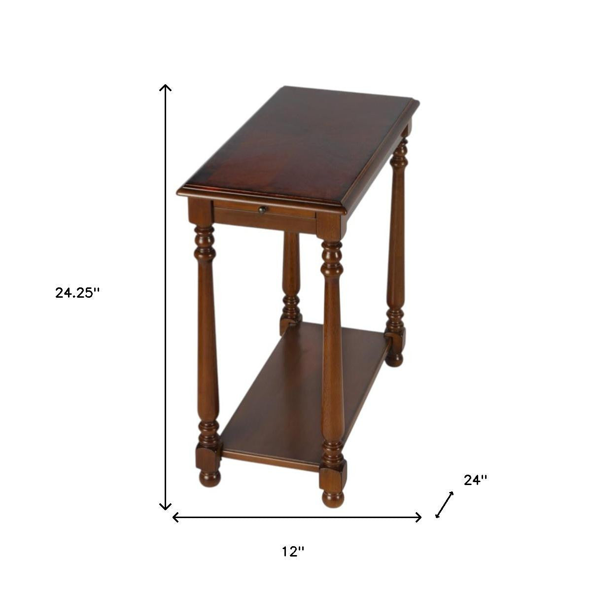 24" Brown End Table With Shelf-8
