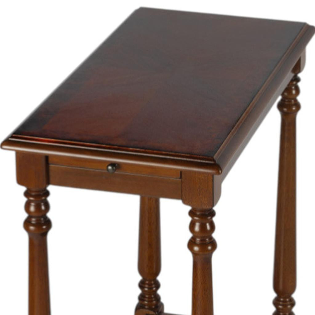 24" Brown End Table With Shelf-6