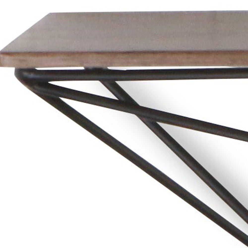 Set Of Two Black And Brown Wood And Metal Wall Mounted Accent Shelf-Wall Mounted Shelves-DECOROLALA
