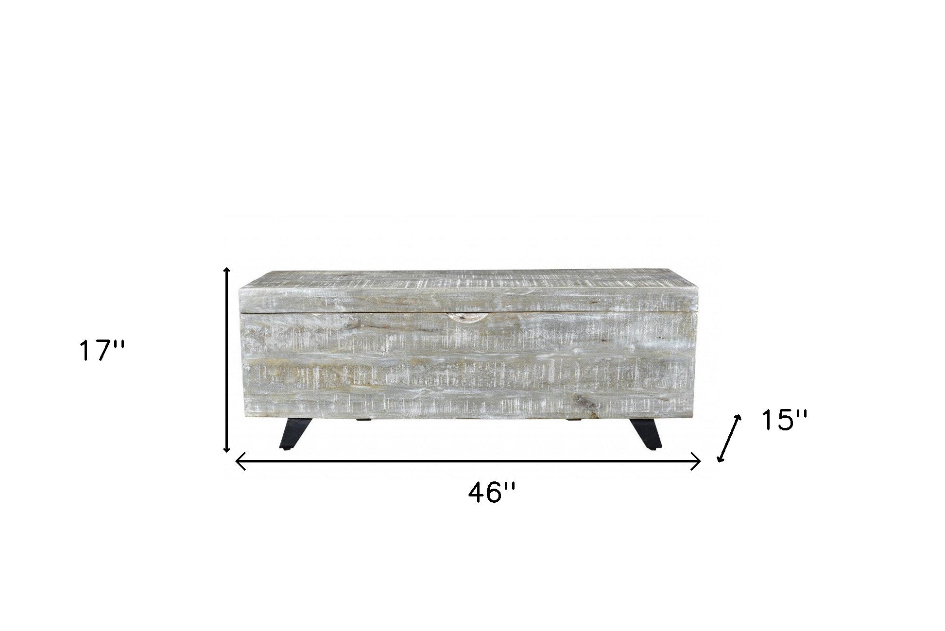 46" Gray and Black Distressed Solid Wood Storage Bench with Flip Top-Benches-DECOROLALA