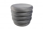 21" Gray Velvet Tufted Round Cocktail Ottoman-Ottomans-DECOROLALA