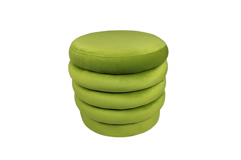 21" Green Velvet Tufted Round Cocktail Ottoman-Ottomans-DECOROLALA