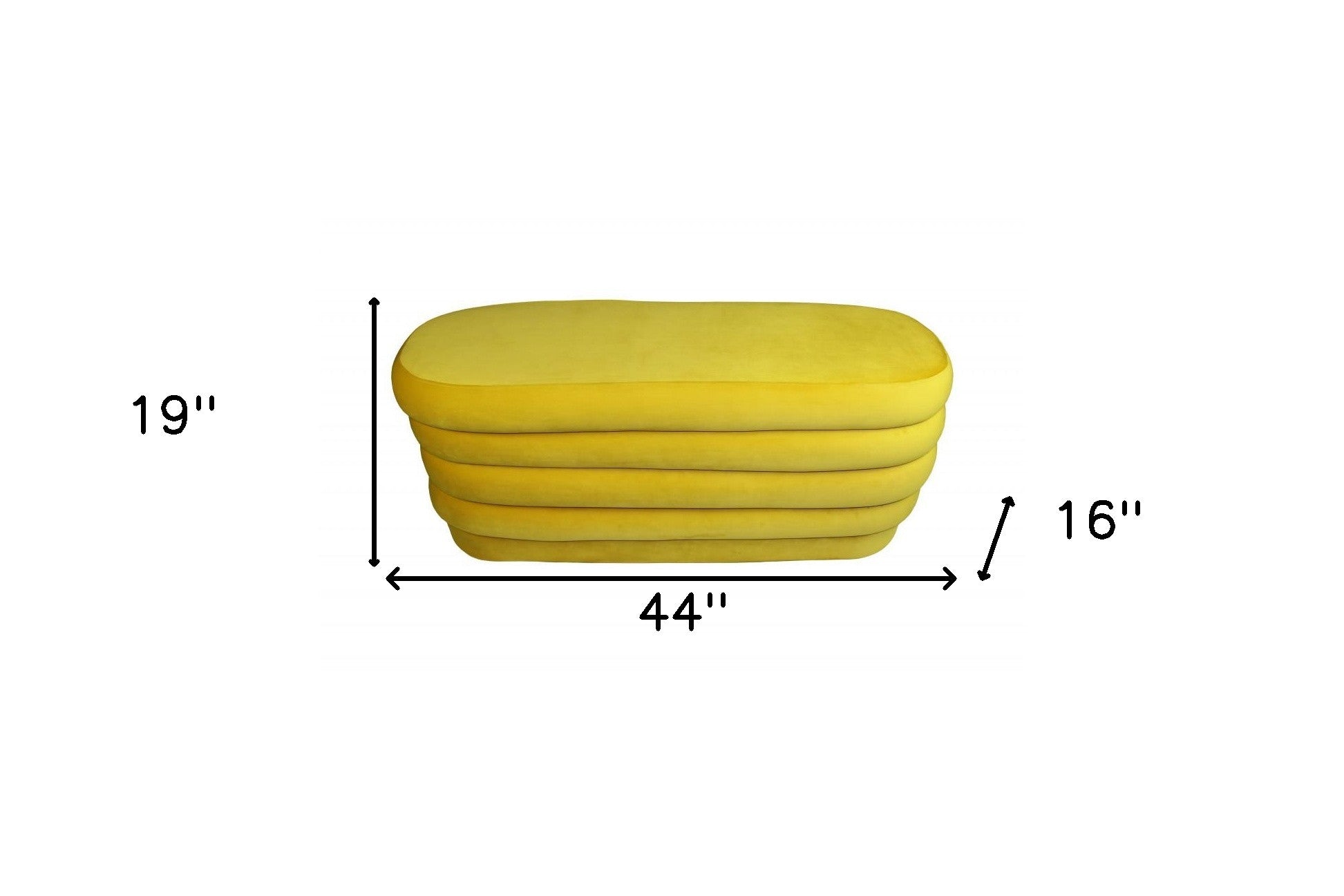 44" Yellow Velvet Tufted Oval Ottoman-Ottomans-DECOROLALA
