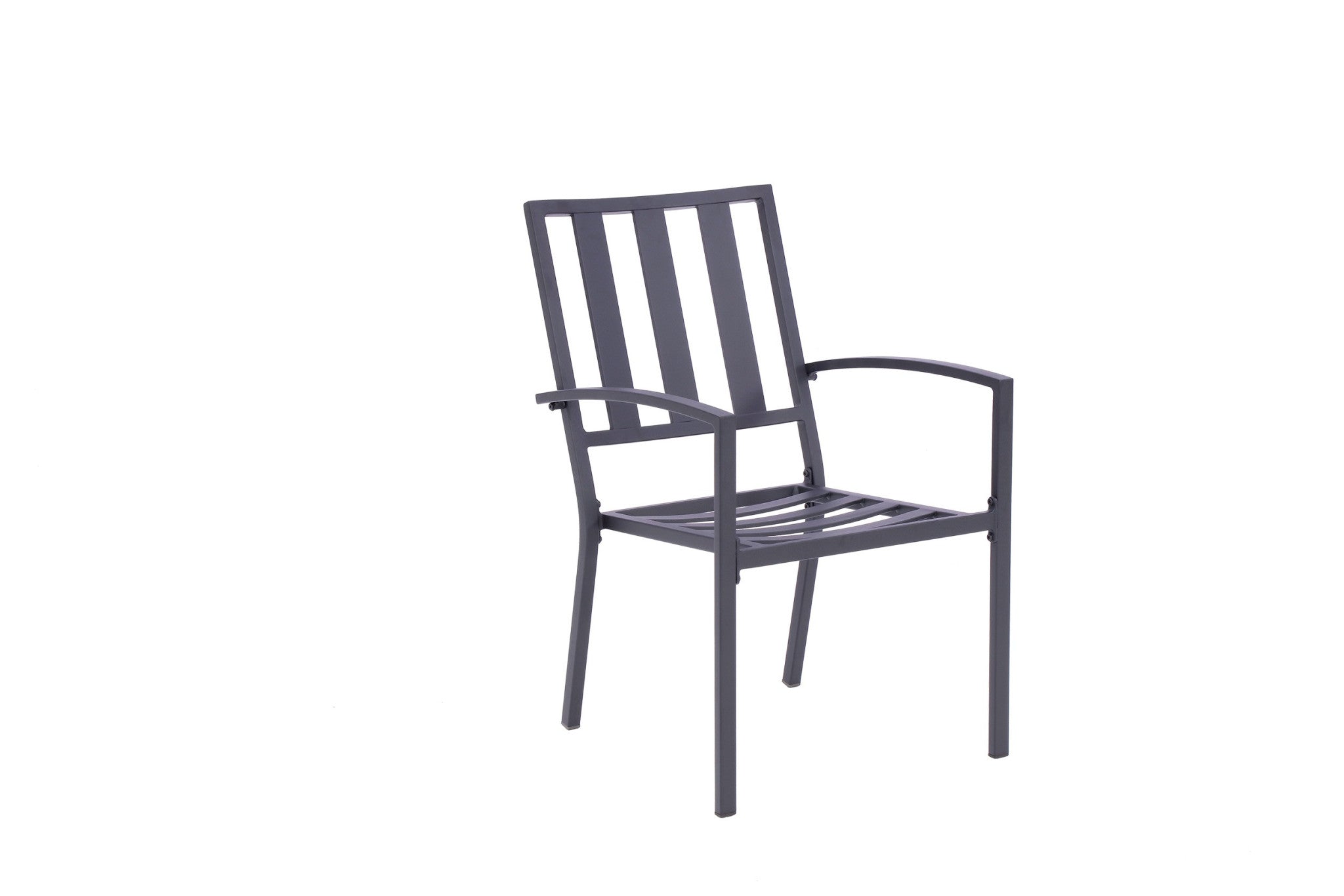 Set of Two Dark Gray Aluminum Outdoor Stacking Dining Chairs with Beige Cushion-Outdoor Chairs-DECOROLALA