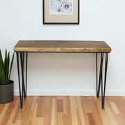 42" Brown and Black Wood and Metal Distressed Console Table-Console Tables-DECOROLALA