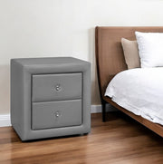 21" Gray Wood Two Drawer Nightstand-Nightstands & Bedside Tables-DECOROLALA