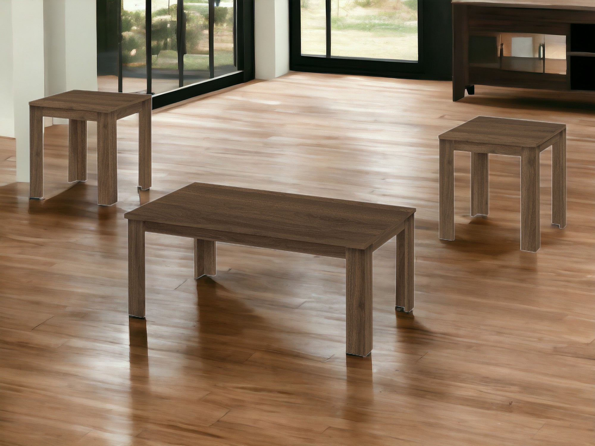 Set of Three 44" Dark Brown Coffee Table-Coffee Tables-DECOROLALA