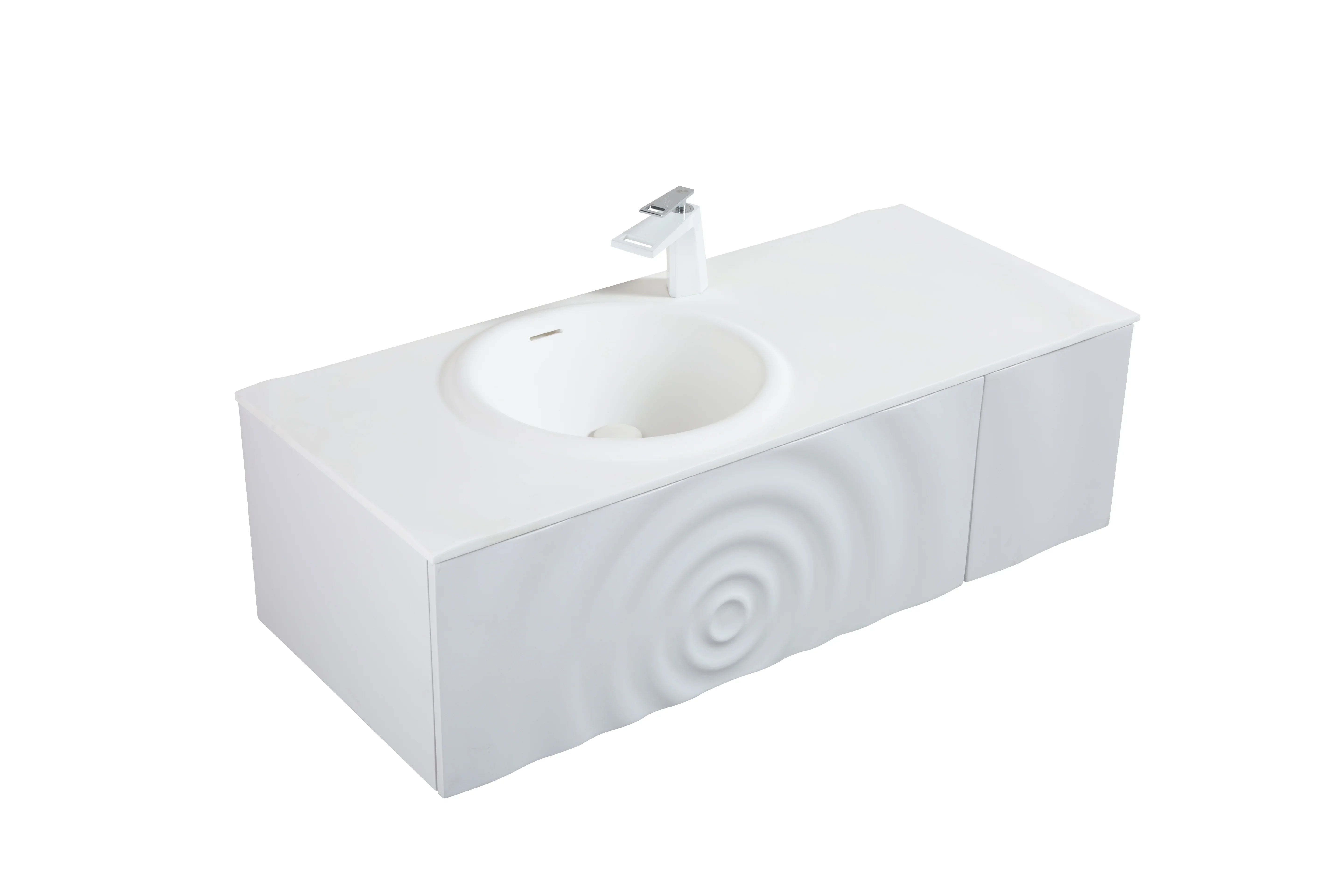 Bundle and Save: 48" Matte White Wall Mount Bathroom Vanity with Mirror and Faucet