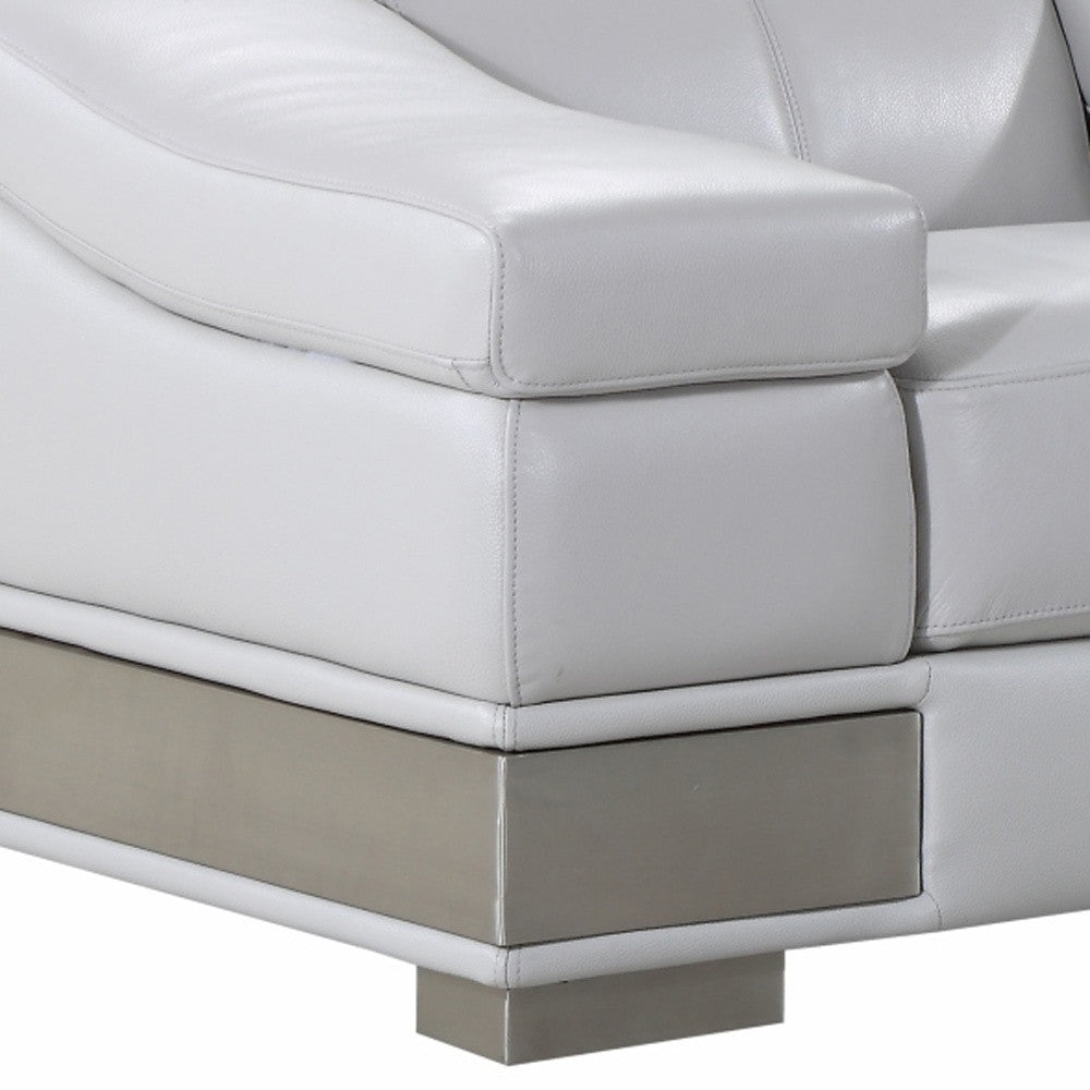 49" Gray Genuine Leather Arm Chair-Accent Chairs-DECOROLALA