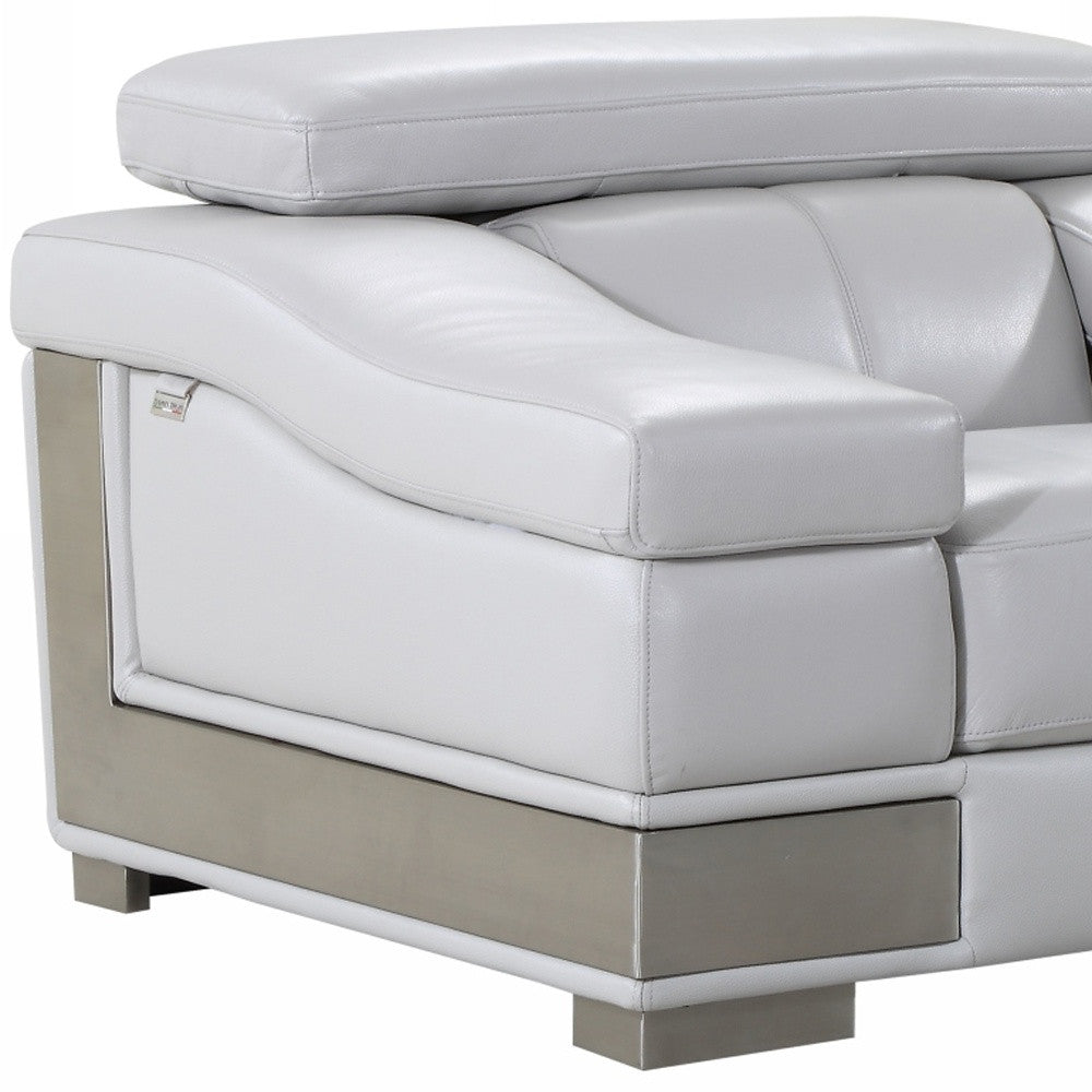 49" Gray Genuine Leather Arm Chair-Accent Chairs-DECOROLALA