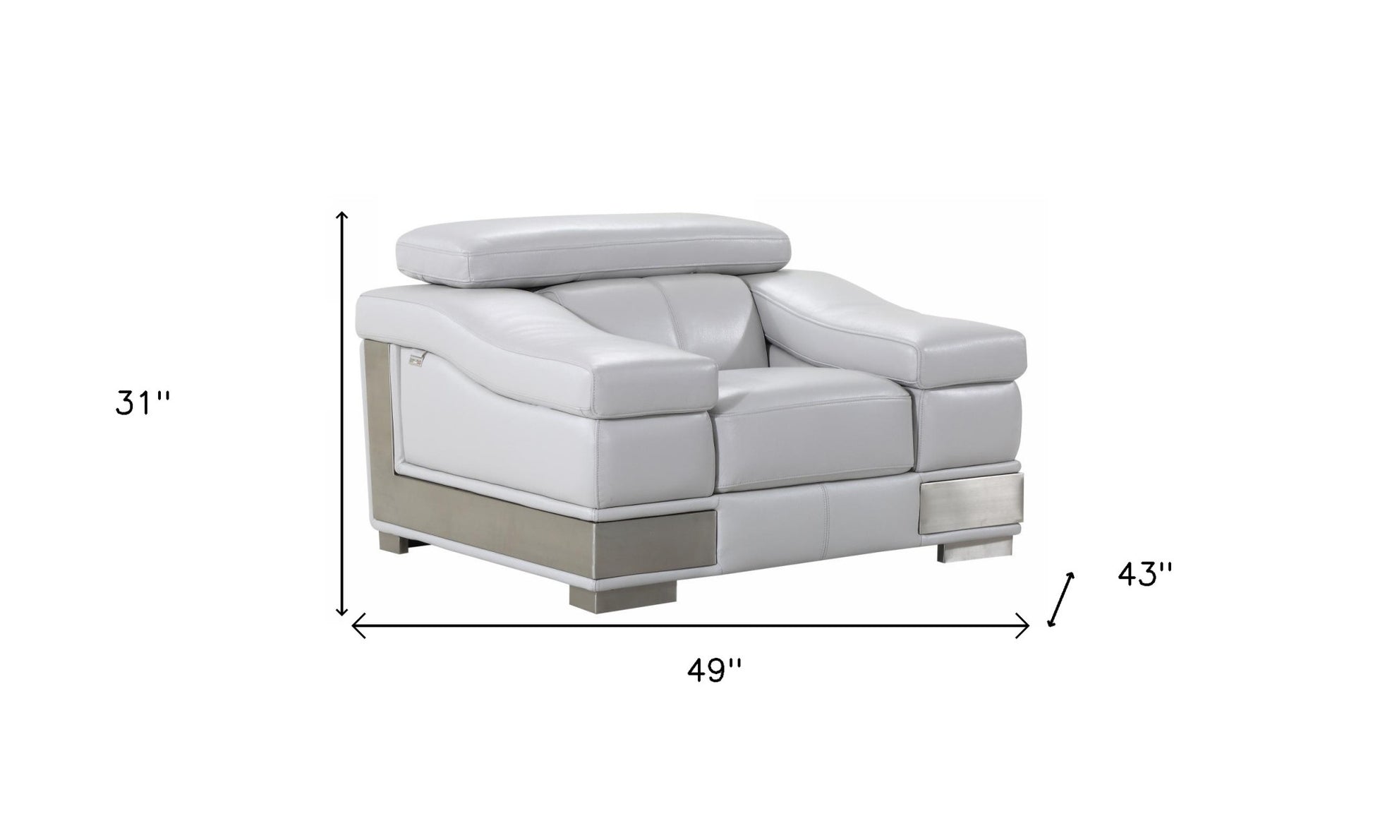 49" Gray Genuine Leather Arm Chair-Accent Chairs-DECOROLALA