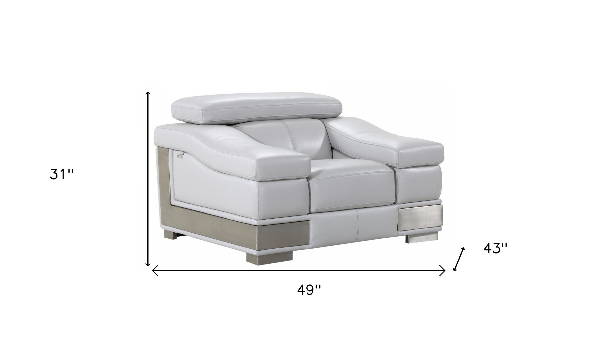 49" Gray Genuine Leather Arm Chair-Accent Chairs-DECOROLALA